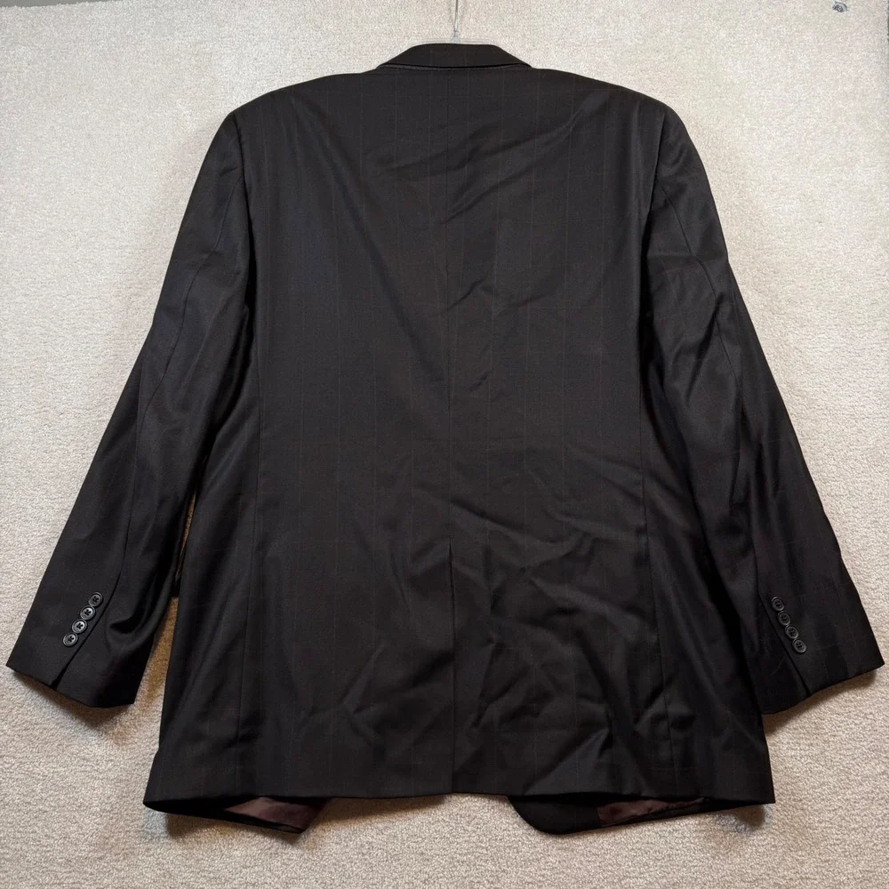 Jos. A. Bank Suit Mens 44LG Dark Brown Windowpane 100% Wool Signature Collection